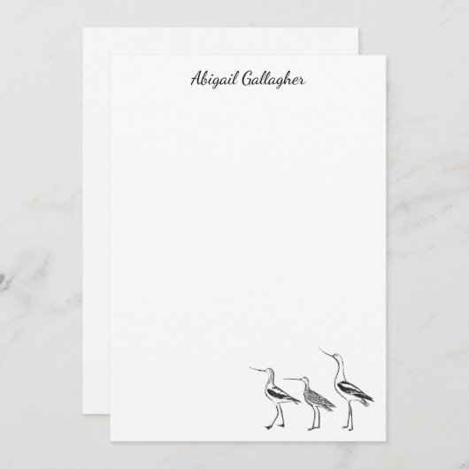 Personalisierte Bird Art Zeichnend in Schwarz und  Mitteilungskarte (Vorne/Hinten)