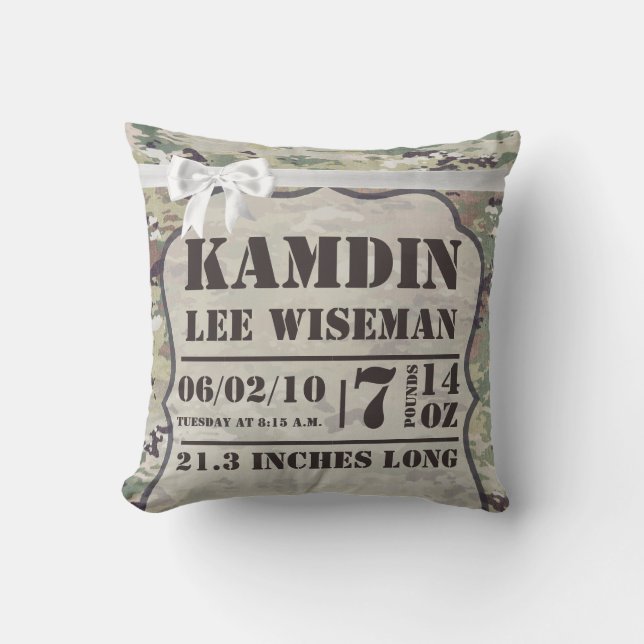 Personalisierte Birth Pillow Army OCP Camouflage U Kissen (Vorderseite)