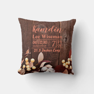 Personalisierte Birth Pillow Cotton Branch in Dark Kissen