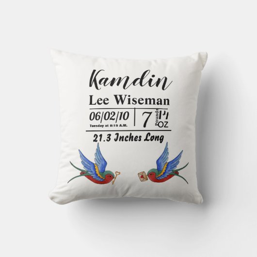 Personalisierte Birth Pillow Traditioneller Bird T Kissen (Vorderseite)