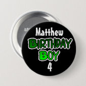 Personalisierte Birthday Boy Blue und Black Button (Vorne & Hinten)