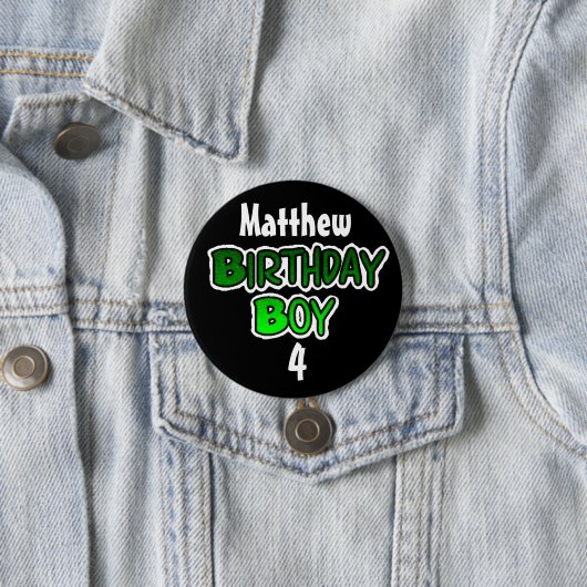 Personalisierte Birthday Boy Blue und Black Button (Beispiel)