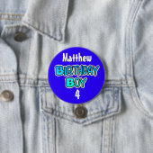 Personalisierte Birthday Boy Blue und Black Button (Beispiel)
