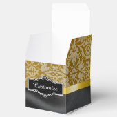 Personalisierte Black and Gold Damask Cube Box Geschenkschachtel (Geöffnet)