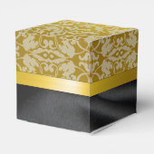 Personalisierte Black and Gold Damask Cube Box Geschenkschachtel (Rückseite)