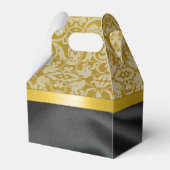Personalisierte Black and Gold Damask Cube Box Geschenkschachtel (Rückseite)