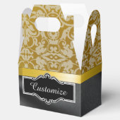 Personalisierte Black and Gold Damask Cube Box Geschenkschachtel (Geöffnet)