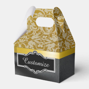 Personalisierte Black and Gold Damask Cube Box Geschenkschachtel