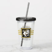 Personalisierte Black and Gold Glitzer Ice Skaten Acryltrinkbecher (Rückseite)