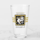 Personalisierte Black and Gold Glitzer Ice Skaten Glas (Rückseite)