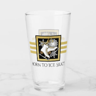 Personalisierte Black and Gold Glitzer Ice Skaten Glas