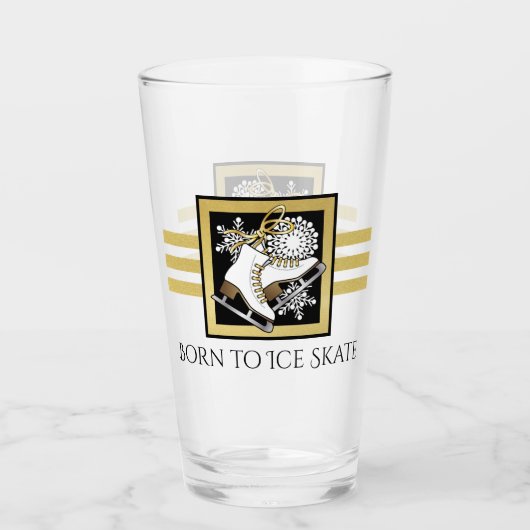 Personalisierte Black and Gold Glitzer Ice Skaten Glas (Vorderseite)