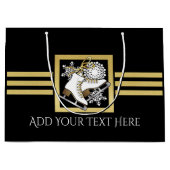 Personalisierte Black and Gold Glitzer Ice Skaten Große Geschenktüte (Vorderseite)