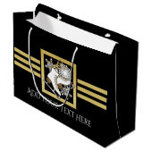 Personalisierte Black and Gold Glitzer Ice Skaten Große Geschenktüte (Vorderseite Schrägansicht)