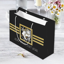 Personalisierte Black and Gold Glitzer Ice Skaten Große Geschenktüte