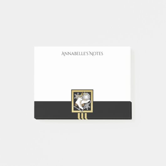 Personalisierte Black and Gold Glitzer Ice Skaten Post-it Klebezettel (Vorderseite)