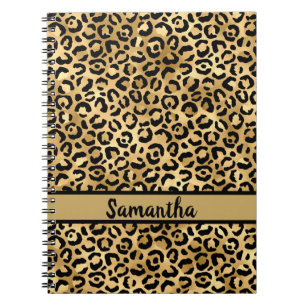 Personalisierte Black and Gold Leopard Print Notizblock