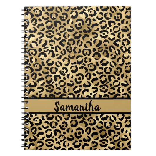Personalisierte Black and Gold Leopard Print Notizblock (Vorderseite)