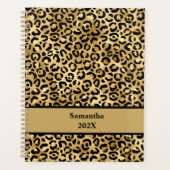 Personalisierte Black and Gold Leopard Print Planer (Vorderseite)