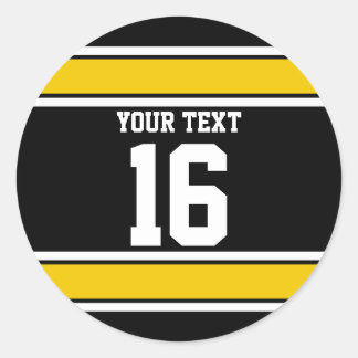 Personalisierte Black and Gold Sportstreifen Runder Aufkleber