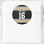 Personalisierte Black and Gold Sportstreifen Runder Aufkleber (Tasche)