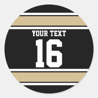 Personalisierte Black and Gold Sportstreifen Runder Aufkleber