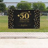 Personalisierte Black and Gold Stars 50. Geburtsta Banner (Insitu)