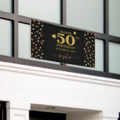 Personalisierte Black and Gold Stars 50. Geburtsta Banner (Äußeres Gebäude)