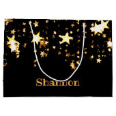 Personalisierte Black and Gold Stars - Sparkling Große Geschenktüte (Rückseite)