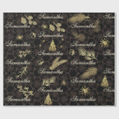 Personalisierte Black and Gold Weihnachtsgeschenkw Geschenkpapier (Flach)