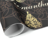Personalisierte Black and Gold Weihnachtsgeschenkw Geschenkpapier (Rolleneckpunkt)