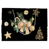 Personalisierte Black and Gold Weihnachtsgeschenkw Große Geschenktüte (Rückseite)