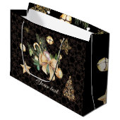 Personalisierte Black and Gold Weihnachtsgeschenkw Große Geschenktüte (Vorderseite Schrägansicht)