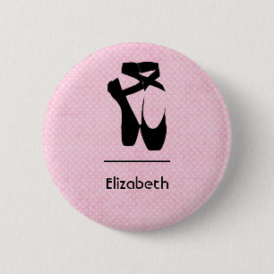 Personalisierte Black Ballet Shoes En Point Button