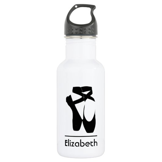 Personalisierte Black Ballet Shoes En Point Edelstahlflasche (Vorderseite)