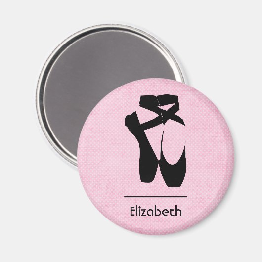 Personalisierte Black Ballet Shoes En Point Magnet (Vorderseite/Rückseite)