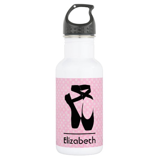 Personalisierte Black Ballet Shoes En Point Trinkflasche (Vorderseite)