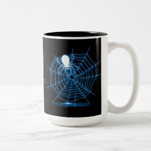 Personalisierte Black & Blue Spider Web-Tasse Zweifarbige Tasse