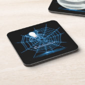 Personalisierte Black & Blue Spider Web-Untersetze Getränkeuntersetzer (Linke Seite)