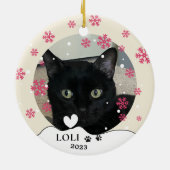 Personalisierte Black Cat Hand Zeichnend Keramik Ornament (Hinten)