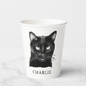 Personalisierte Black Cat Hand Zeichnend Pappbecher (Rückseite)
