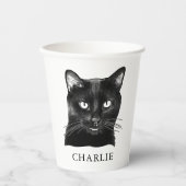 Personalisierte Black Cat Hand Zeichnend Pappbecher (Vorderseite)