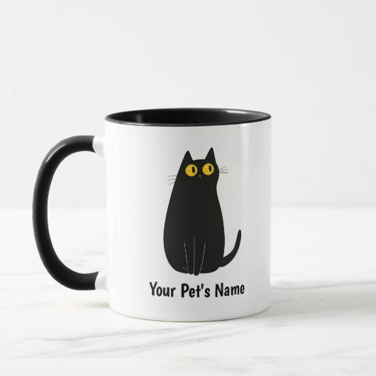 Personalisierte Black Cat Tasse - Name hinzufügen, (Links)