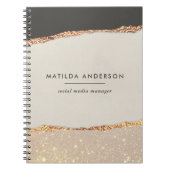 Personalisierte Black Cream Gold Glitzer Imitats F Notizblock (Vorderseite)