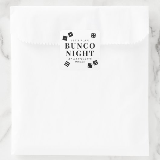 Personalisierte Black Dice Bunco Night Quadratischer Aufkleber (Tasche)