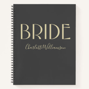 Personalisierte Black Gold Bride-Namens-Hochzeitsp Notizblock