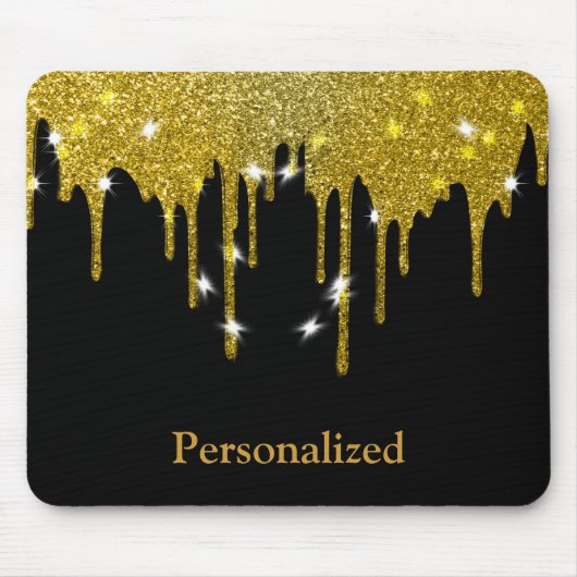 Personalisierte Black Gold Glitzer Imitate Fossil Mousepad (Vorne)