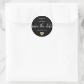 Personalisierte BLACK Gold SAVE THE DATE Hochzeit Runder Aufkleber (Tasche)