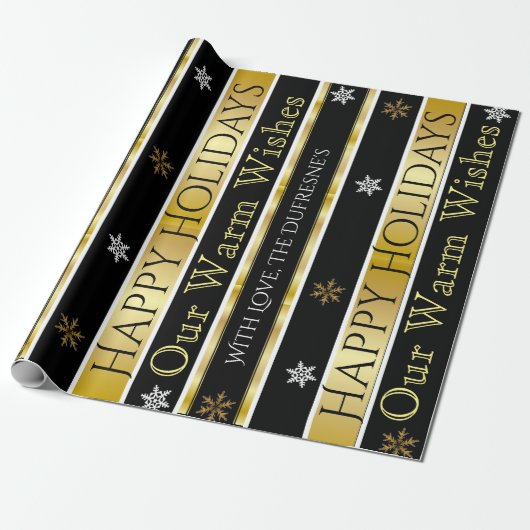 Personalisierte Black & Gold Weihnachten Geschenkpapier (Ungerollt)