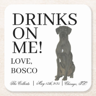 Personalisierte Black Great Dane Wedding Rechteckiger Pappuntersetzer